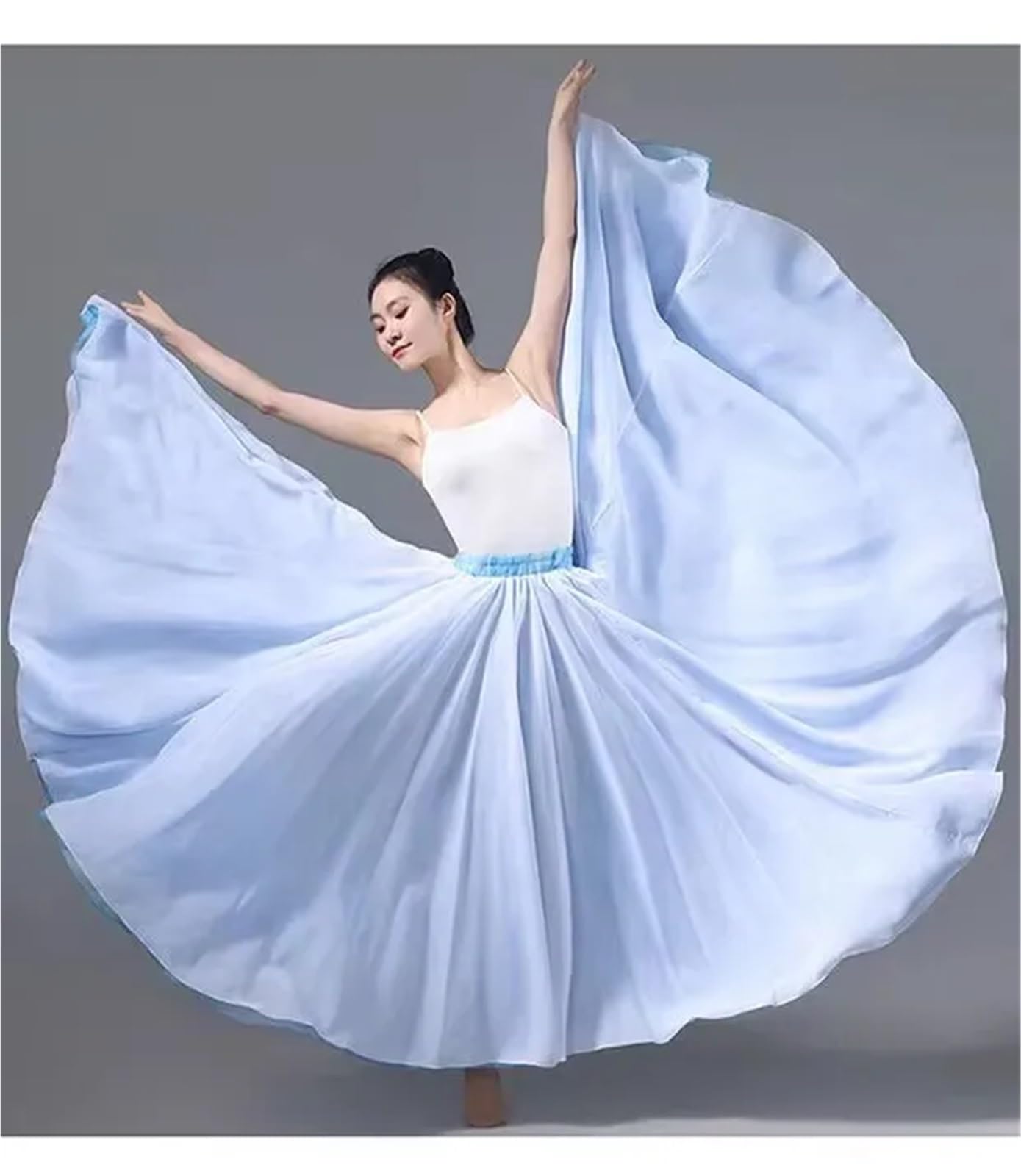 Jupe d'entraînement de Danse Classique et Moderne for Femmes, Jupe trapèze Ethnique en Mousseline Double, Portefeuille à 720 degrés