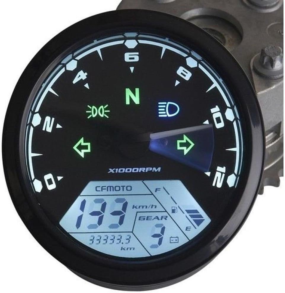 MPH/KMH 124MPH/ 199kmh 12000 rpm LCD Digital Speedometer Tachometer Odometer for 4 stroke 1/2/4 Cylinders Motorcycle