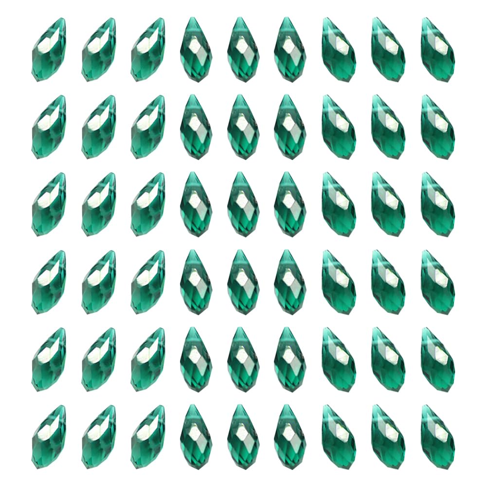 HugeDE About 96 Pcs Teardrop Crystal Beads Small Waterdrop Glass Beads Loose Faceted Transparent Spacer Bead Cute Crystal Pendants Craft Raindrop Bead Green