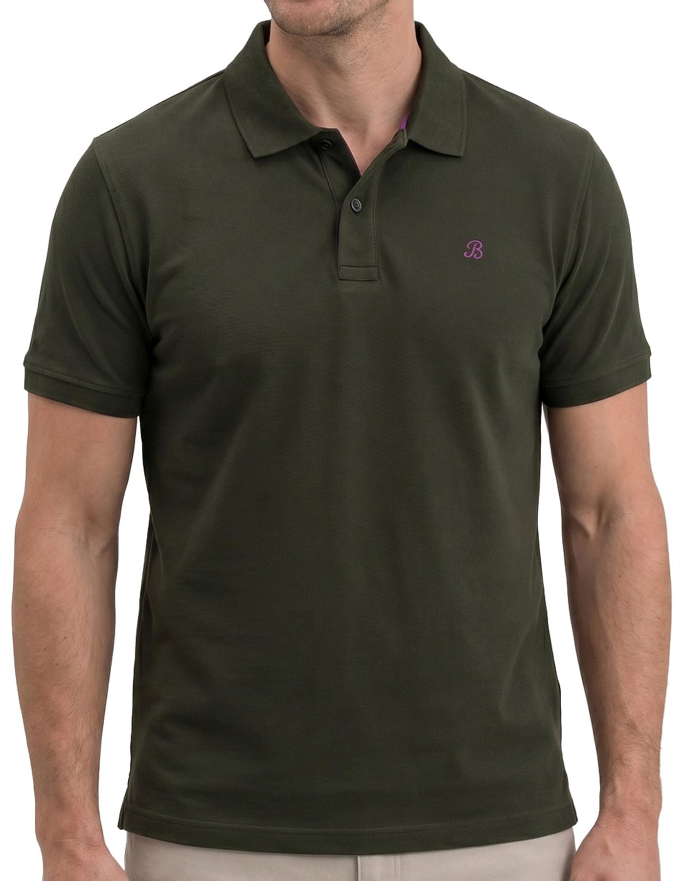 Brian Oak London Men's Olive Green Cotton Polo Shirt, 100% Breathable & Anti-Pilling Tennis Shirt, Regular Fit (Uk, Alpha, Xl, Regular, Regular, )