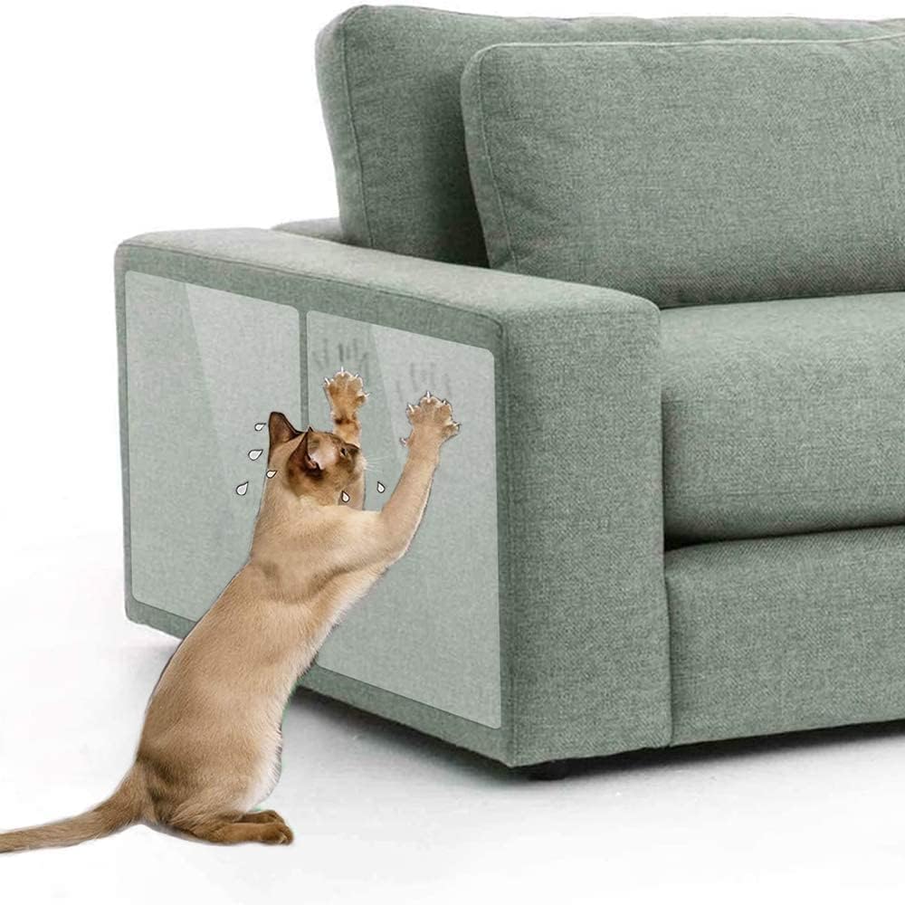 11 Pcs Cat Scratch Furniture Protector Large (12" x 17") - Clear Double Sided Training Tape Anti Scratch Deterrent Sheet, Sticky Paws for Couch, Wall, Mattress, Sofa