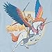 PopFunk Classic She-Ra and Swiftwind Womens Premium Cotton Short Sleeve Graphic T-Shirt & Stickers (Light Blue) Small