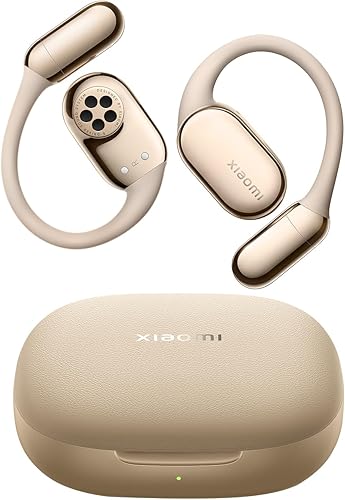 XIAOMI OpenWear Stereo Pro: comfort tutto il giorno, aderenza perfetta, 8,5/45 h di autonomia, riduzione dispersione suono, audio spaziale con tracking movimenti della testa, Hi-Res Audio, Sand Gold