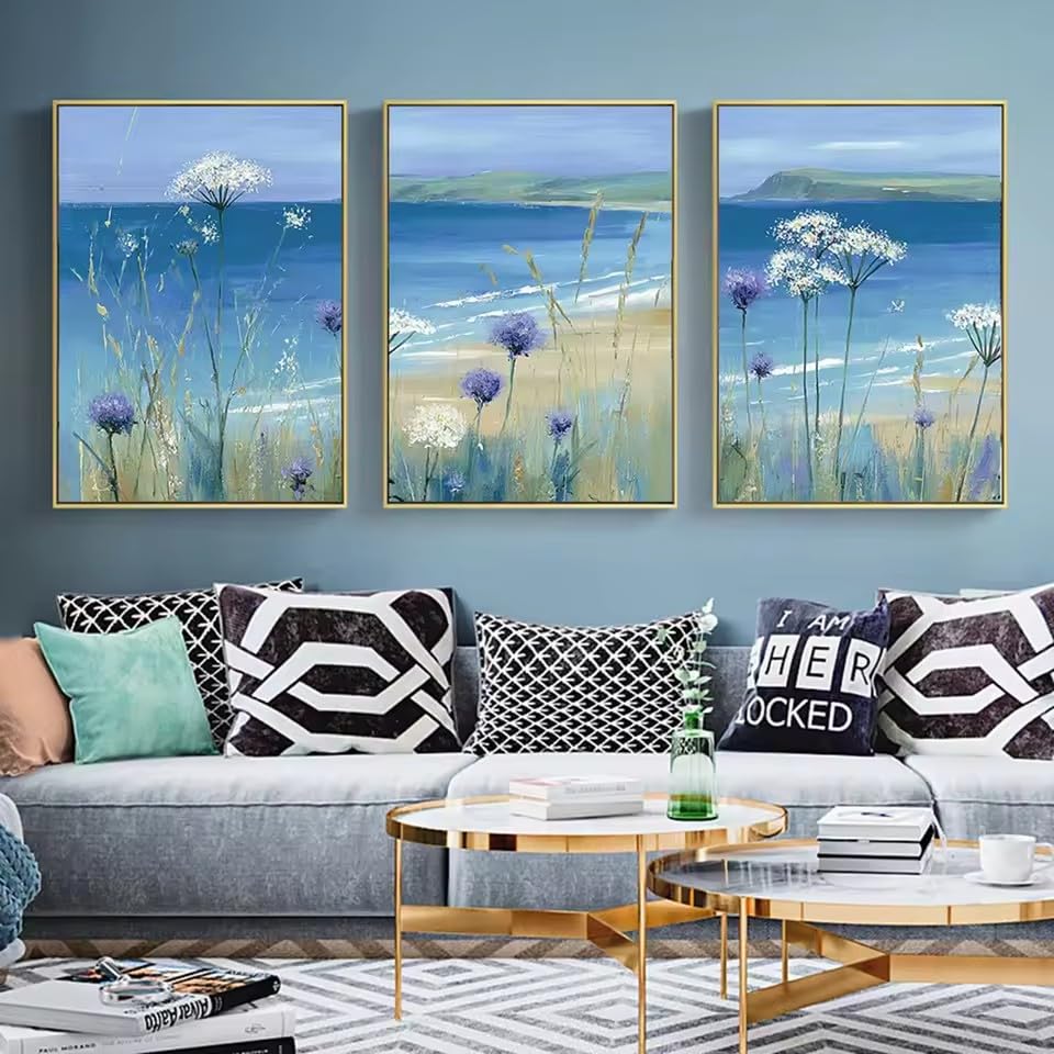 Décoration moderne salon affiche ZHUOYA océan bleu sans cadre 60x80