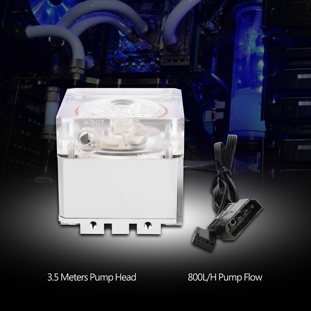 GOSHYDA Fast Heat Dissipation Computer Pump, 3000RPM 800L/H 3.5 Meters Pump, PC Cooling Pump (Silver)