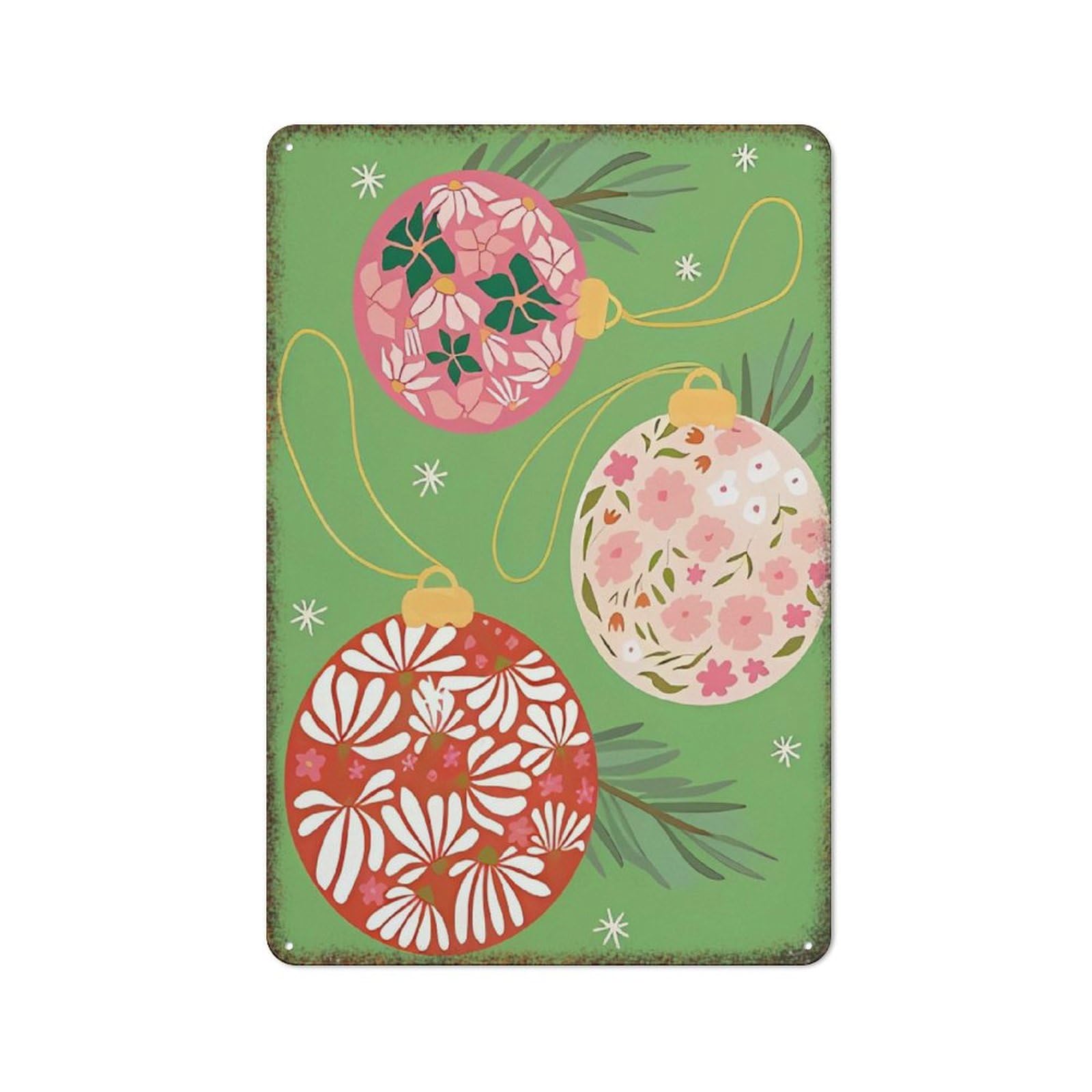 Festive Berry Botanical Christmas Metal Print Bar Dorm Interesting Retro Gift Wall Decor Plaque 8x12 Inch