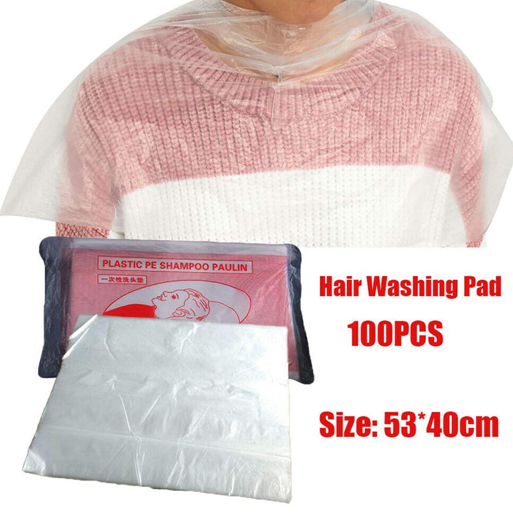 100 x Disposable Transparent Waterproof Plastic Polythene Hair Shawl Capes, 20.86in * 15.74in - Image 4