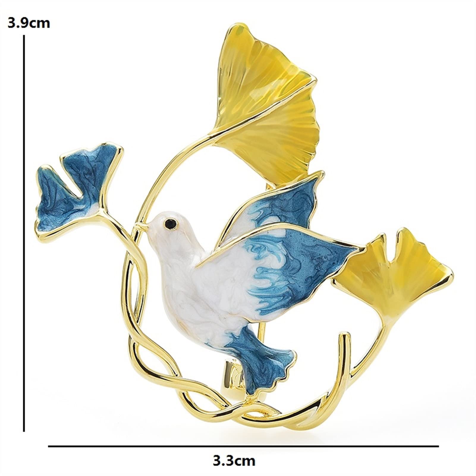 WXKAGF Broche para Mujer, Accesorios de Moda para Mujer, Broche esmaltado de Paloma Ginkgo, Broche de Hoja de pájaro para Mujer, cárdigan, Chaqueta, Abrigo, Broche, Broches exquisitos