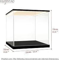 Huijintao Akril Vitrin LED Világítással - 35x35x35 cm Átlátszó Kiállítódoboz Modellautókhoz, Figurákhoz, Gyűjteményekhez - Asztali Tárolódob 2