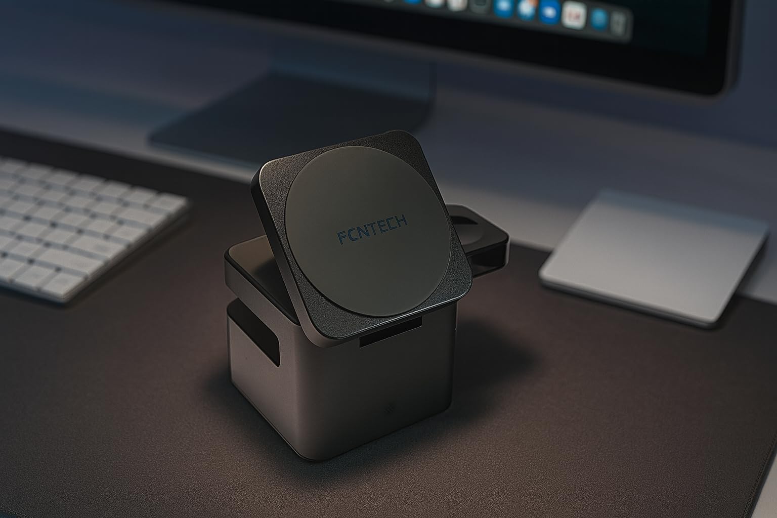 PowerCube, Station de Charge 3 en 1 Compatible MagSafe pour iPhone, Apple Watch et AirPods | Chargeur Induction Qi2 pour iPhone 16/15/14/13/12| Support Compatible Magsafe Table de Nuit |