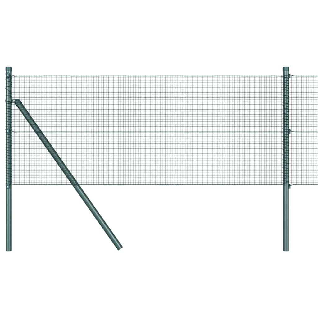 Fence Post Green 25 x 0.6 m 12x12 mm Mesh Steel and PVC Outdoor Garden Fence Panel Kit Weather Resistant Powder Coated Fencing Barrier for Backyard Terrace Modular Assembly 250x32x60 cm