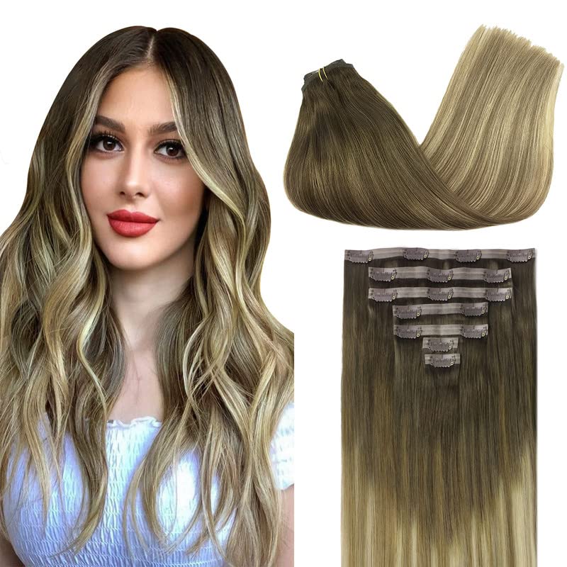 GOO GOO Clip-in Hair Extensions (Remy Real Human Hair) 16in 110g 7pcs
