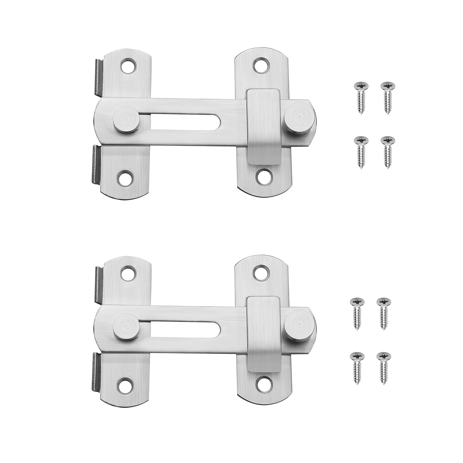 Juibao 2 Pieces Stainless Steel Flip Latch Gate Latch with Mounting Screws for Bedroom Bathroom Window Door Sliding Bolt Lock