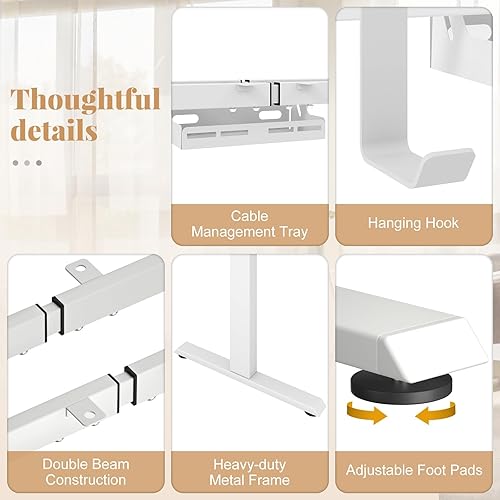 Miniatura 7 de Tangkula Escritorio eléctrico de pie con motor doble, 48 x 24 pulgadas, altura ajustable, estación de trabajo para computadora con controlador de