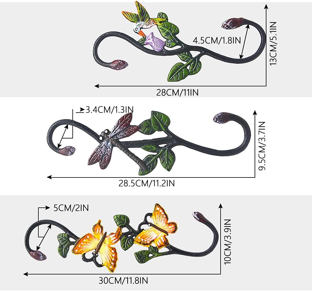 Heavy Duty S Hooks, Large Plant Hangers Outdoor, Metal Decorative Plant Hooks for Hanging Garden Planters, Flower Baskets, Pots, Bird Feeders