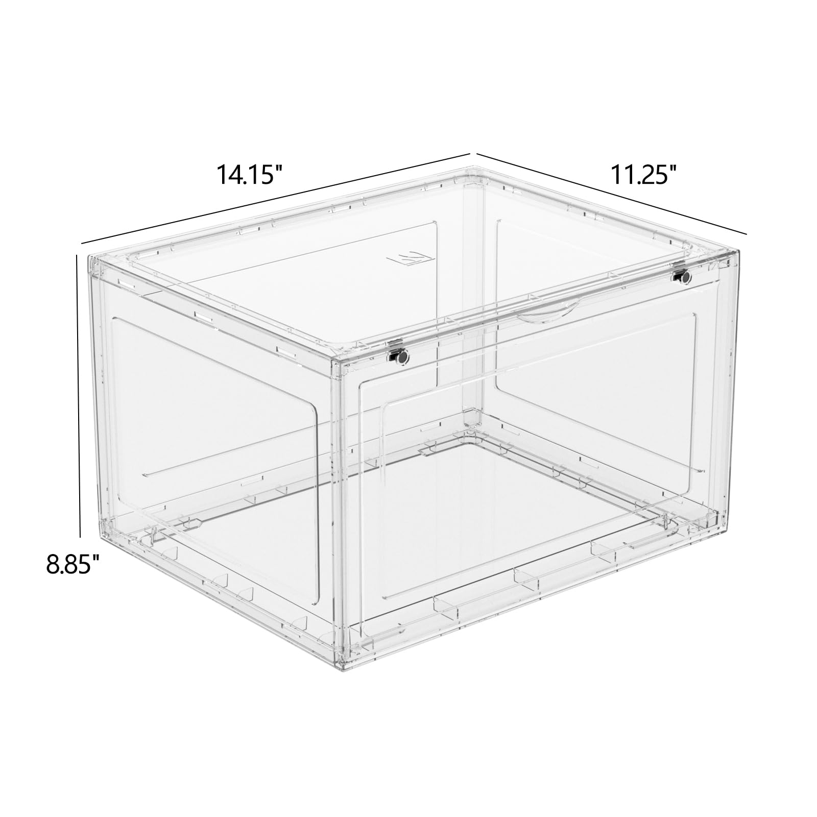 Yesdate Large 6 Pack Shoe Storage Box, Plastic Stackable Shoe Organizer for Entryway, Sneaker Containers Bin Display Case with Magnetic Door, Clear