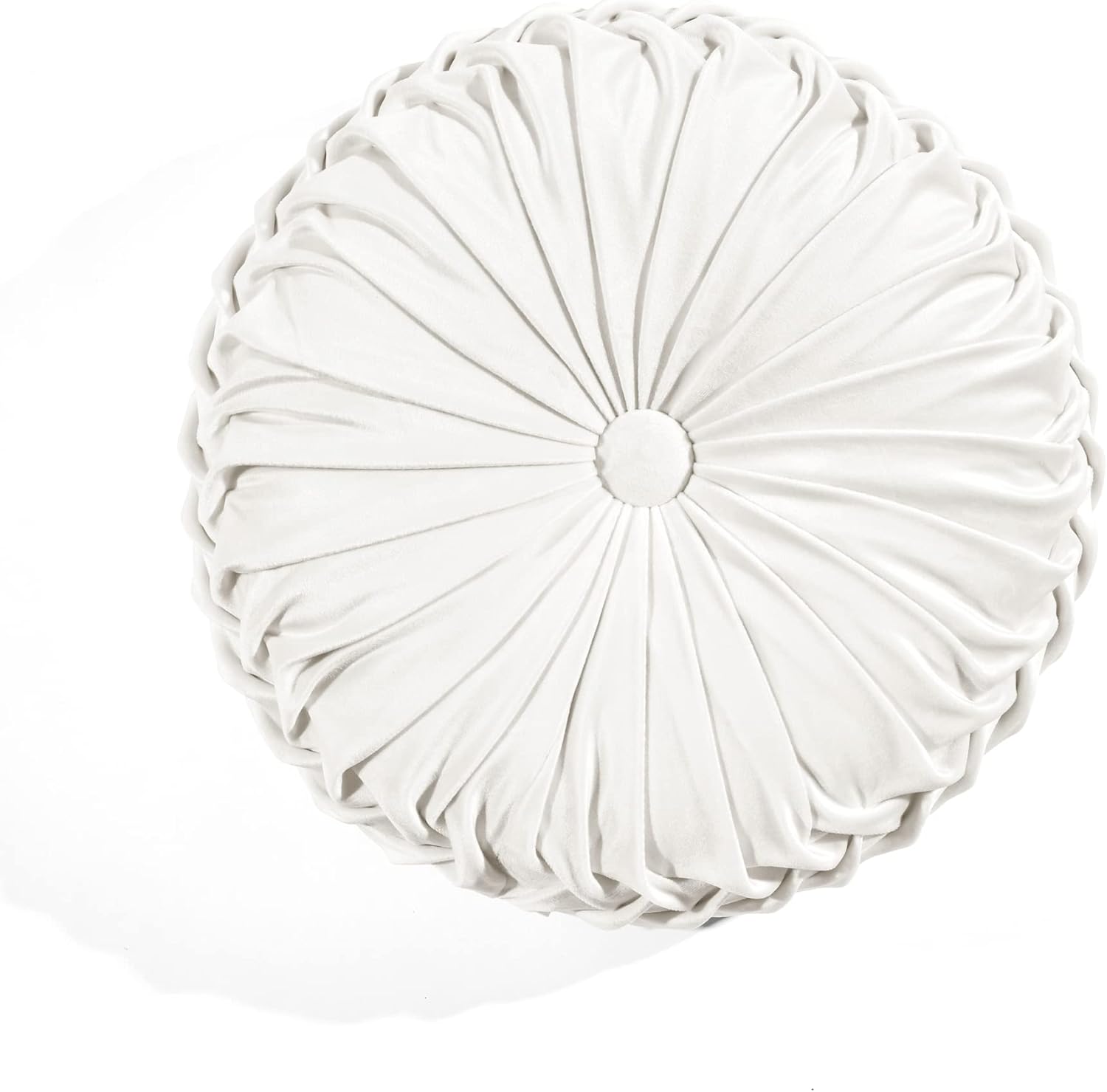 Lush Decor Velvet Decorative Throw Pillow, 1 Count, 16" Diameter, Taupe - Pleated Detail, Plush Round Pillow, Seat Cushion, Decorative Pillows For Bed, Couch, Or Chair