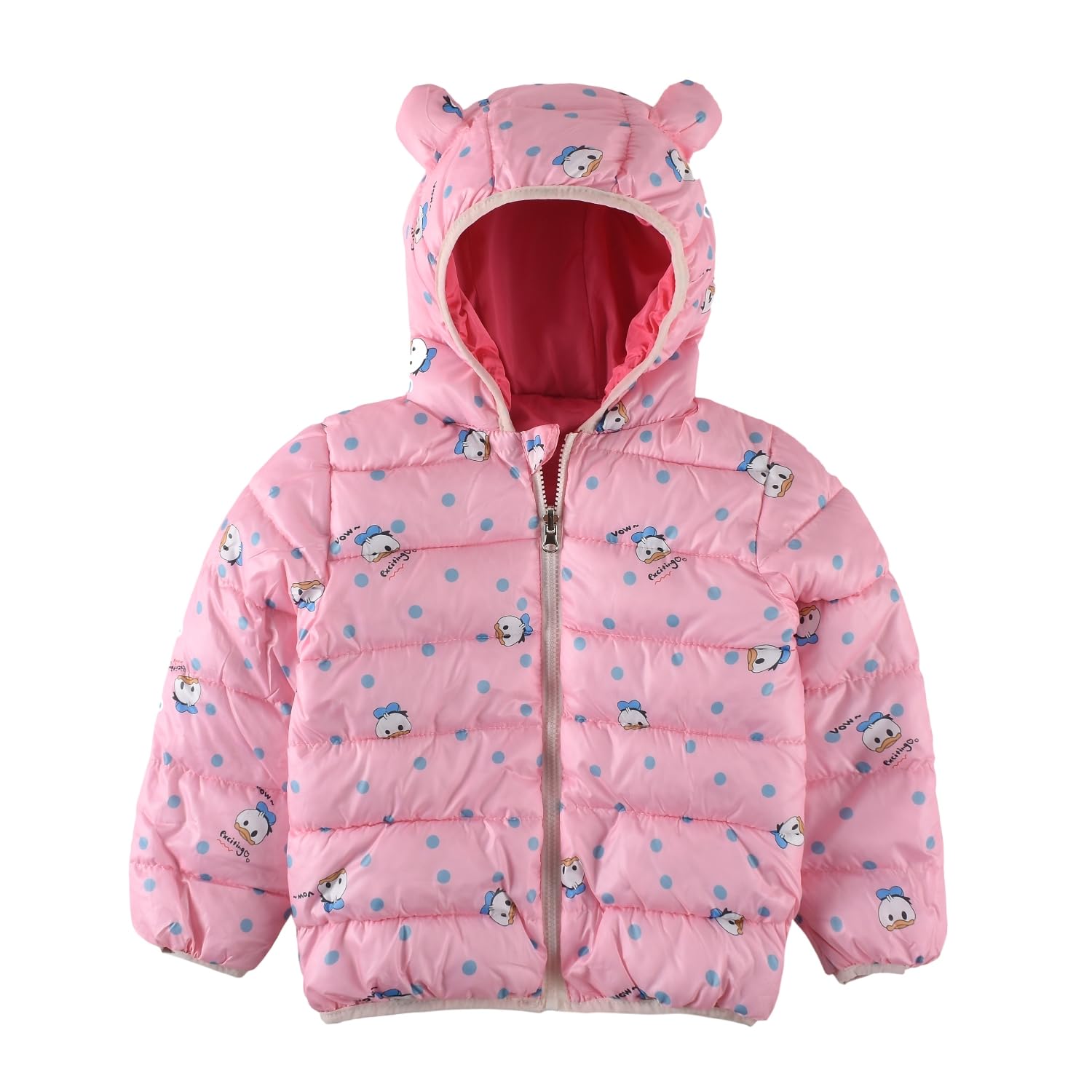 Bold N Elegant Cartoon Print Reversible Winter Standard Length Puffer Jacket For Kids Hooded Coat Jacket With Fleece Lining For Boy's & Girls
