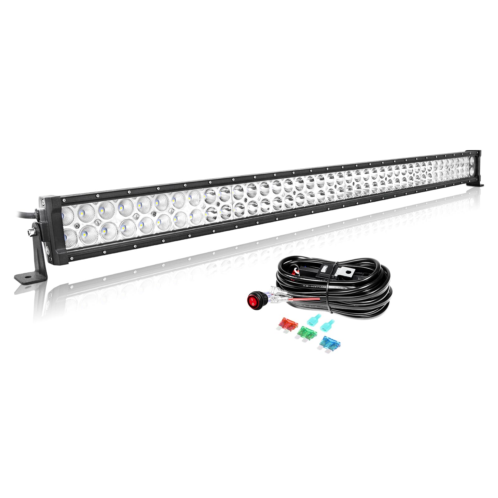 AUXTINGS Listwa LED 106 cm, 240 W, okablowanie, rampa LED, reflektor punktowy i powodzi, 12 V, 24 V, reflektor LED, wodoodporny, reflektor roboczy LED, do 4 x 4 cm, ciężarówka, ciągnik, łódź, pojazd
