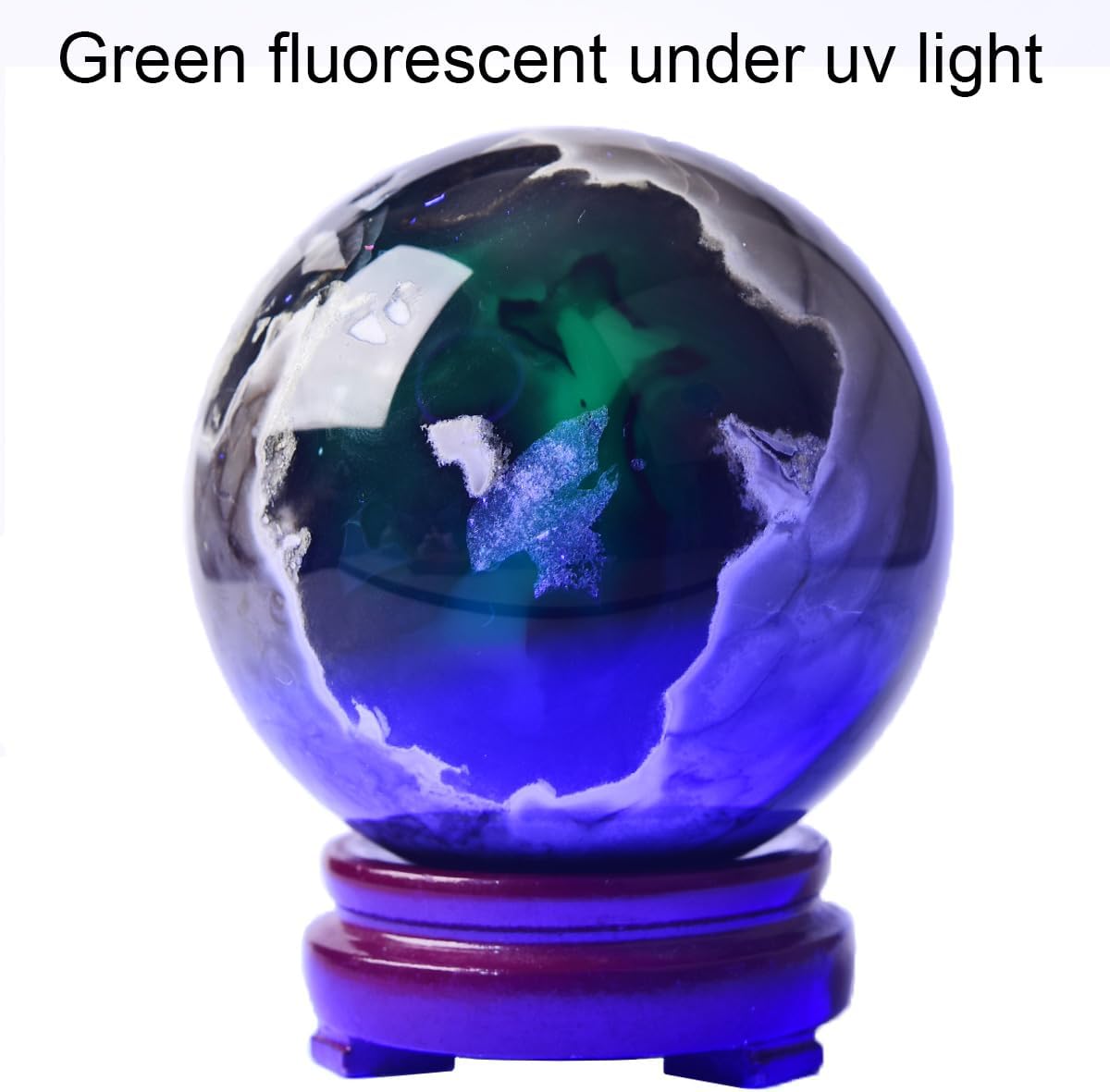 JIC Gem Volcanic Agate Crystal Sphere Large Quartz Crystal Ball with Stand Healing Ornament Witchcraft Meditation Decor 3.5-4 inch(90-100mm)