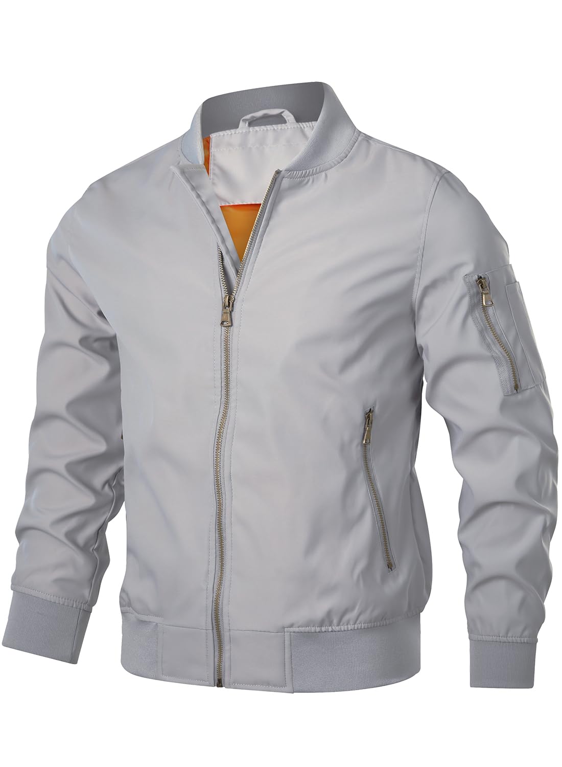 HOOD CREW Herren Bomberjacke Leichte Dünne Lässige Jacke Windbreaker Übergangsjacke mit Reißverschlusstaschen