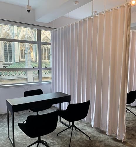 Chadmade 36Wx96L Inches Ripple Fold Drapery Panel Room Darkening Two Layers Velvet Curtain Room Divider, Work With Special Lora Track Set, Snow White - 1 Panel, Leon Collection #TOP11