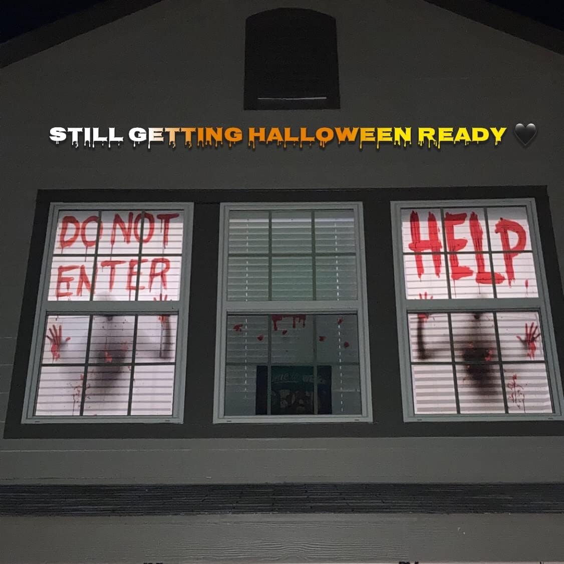 2PCS Halloween Giant Bloody Window Posters Windows Clings Party Decoration Haunted House Door Cover Creepy School Dormitory Window 60" x 60"