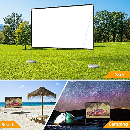 Pantalla portátil para proyector con soporte 100 pulg miniatura 2