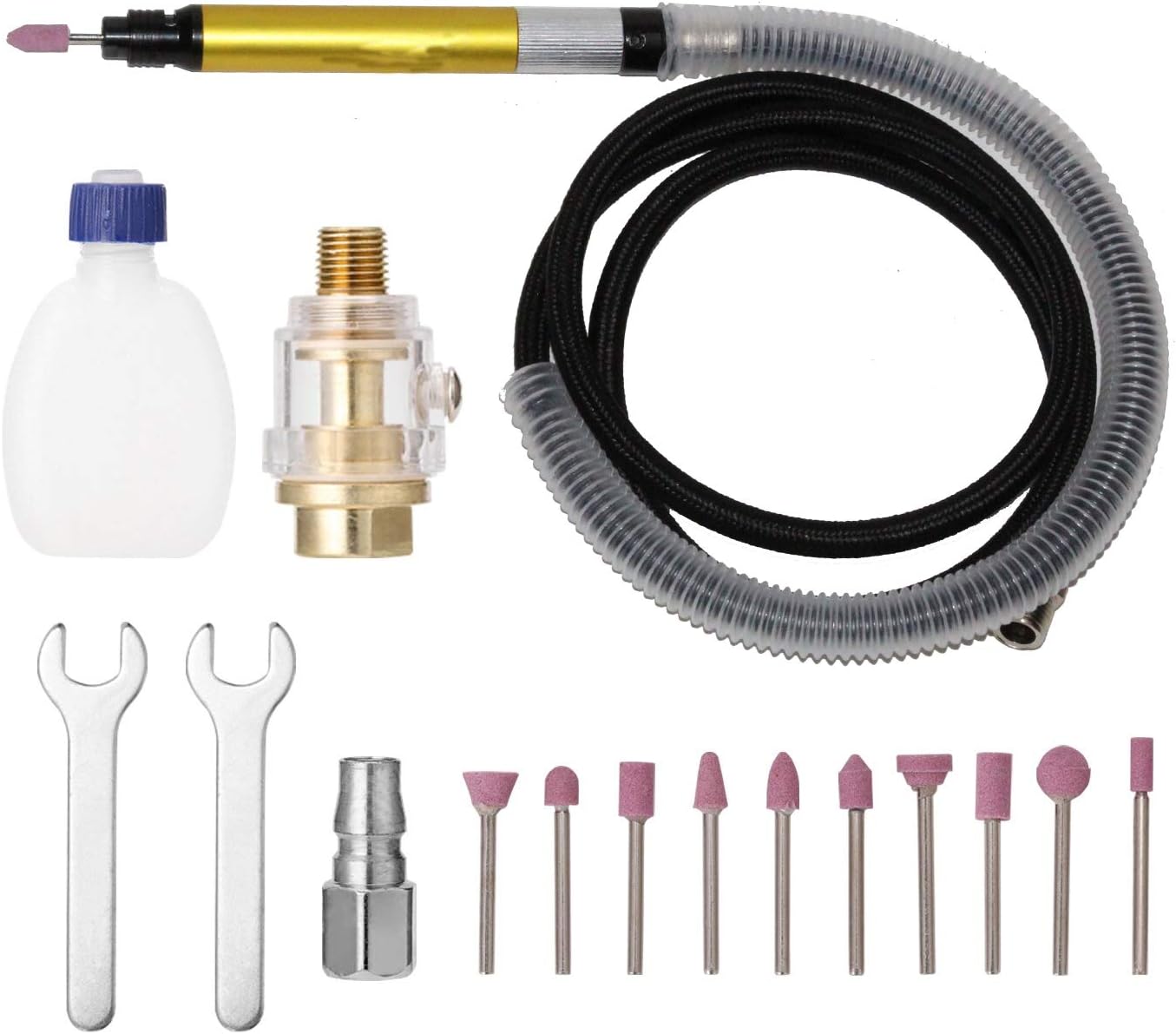 High-Speed Air Micro Die Grinder Kit – Mini Pencil Polishing Engraving Tool, Pneumatic Grinding & Cutting Tool, 3mm Shank Size, 1/8 Inch, Precision Tools for Metal, Wood & Plastic