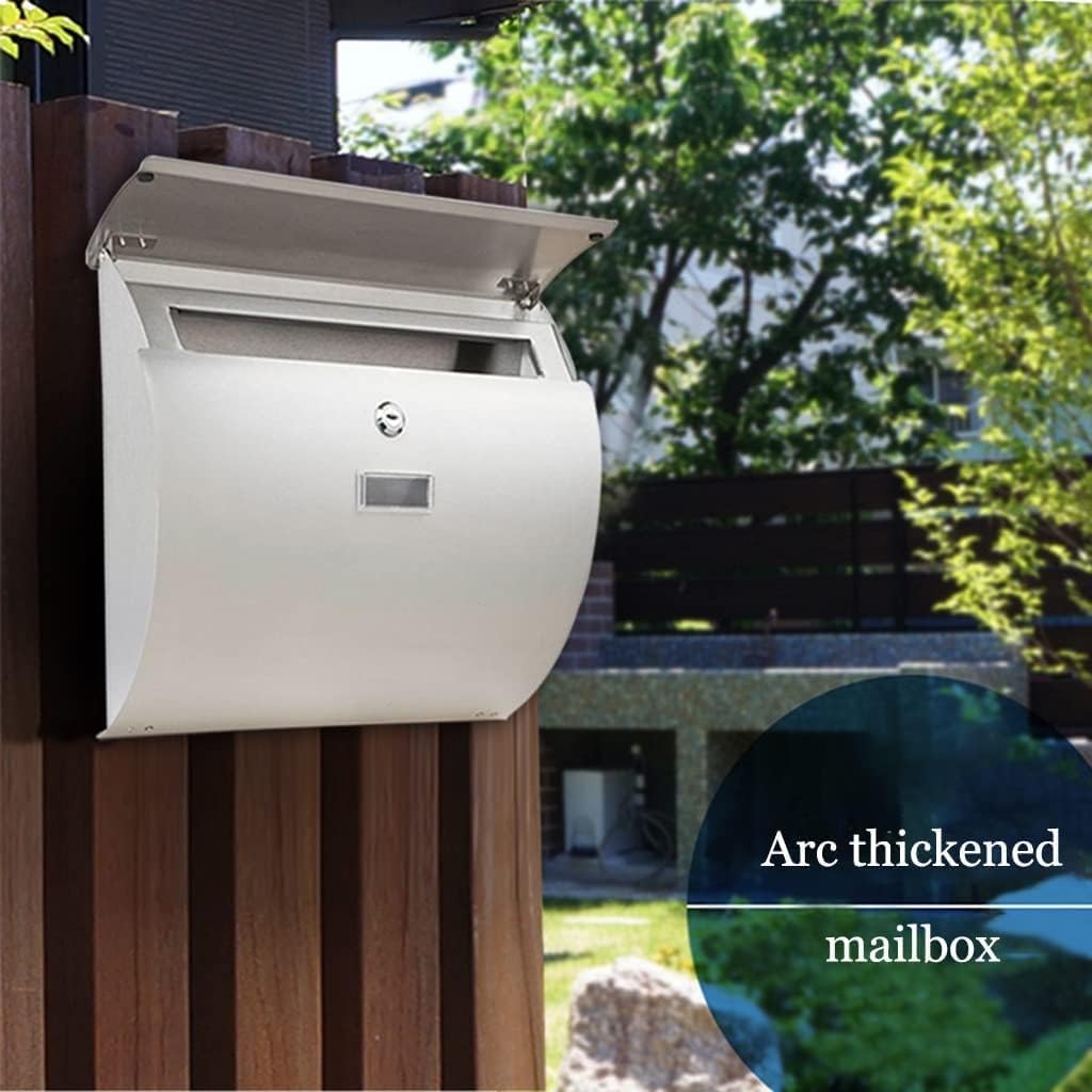 REMYS Suggestion Box Safe Lock Box Ballot Box Donation Box Elliptical Steel Wall Mount Mail Boxes with Key Lock Large Capacity Metal Postbox for House Courtyard Decoration Pendant