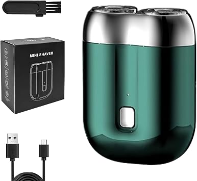Mini Electric Shaver, IPX-7 Waterproof Razor Portable Mini Electric Mens Shaver Green