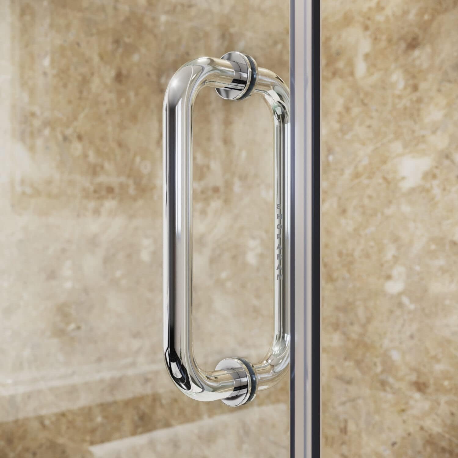 SARNESHWERAM Indian Stainless Steel Heavy Glas to Glas Door Lock - No Drilling Lock for 10mM-12mm& Glas Handle Stainless Steel D Shape Glas Door Pipe Pull Handle Size10 INCH Handle 1