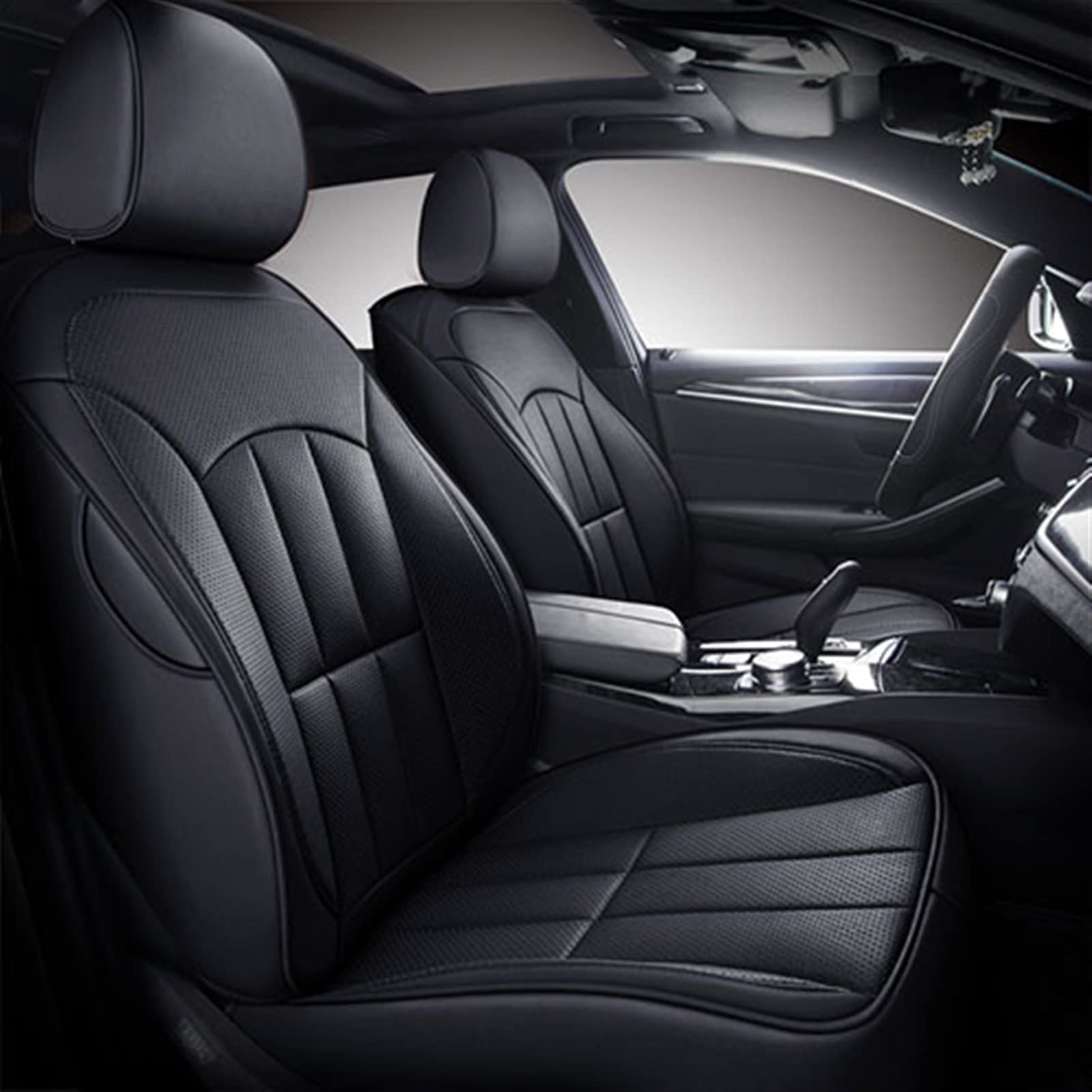 ESPYN Juegos Cubreasientos Funda Cuero Genuino Asiento Coche para Jeep Todos Los Modelos para Renegade para Compass para Cherokee para Patriot para Wrangler Cubierta Asiento Coche (Color : Black-B)