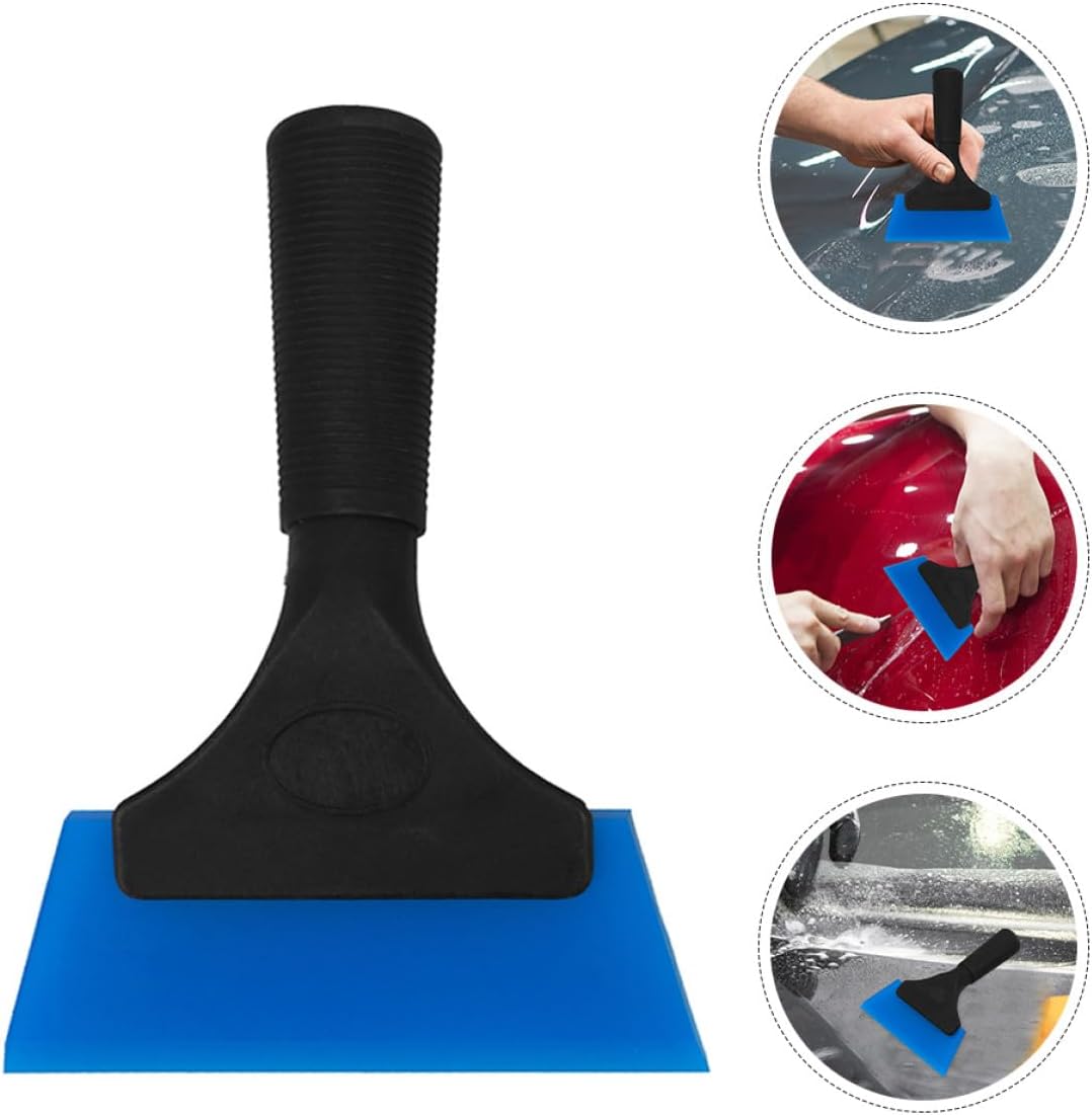 Generic Car Window Squeegee and Hand Applicator Tool Set, 2pcs Blue Ergonomic Handle Small Glass and Windshield Cleaning Scrapers for Automotive Exterior Care