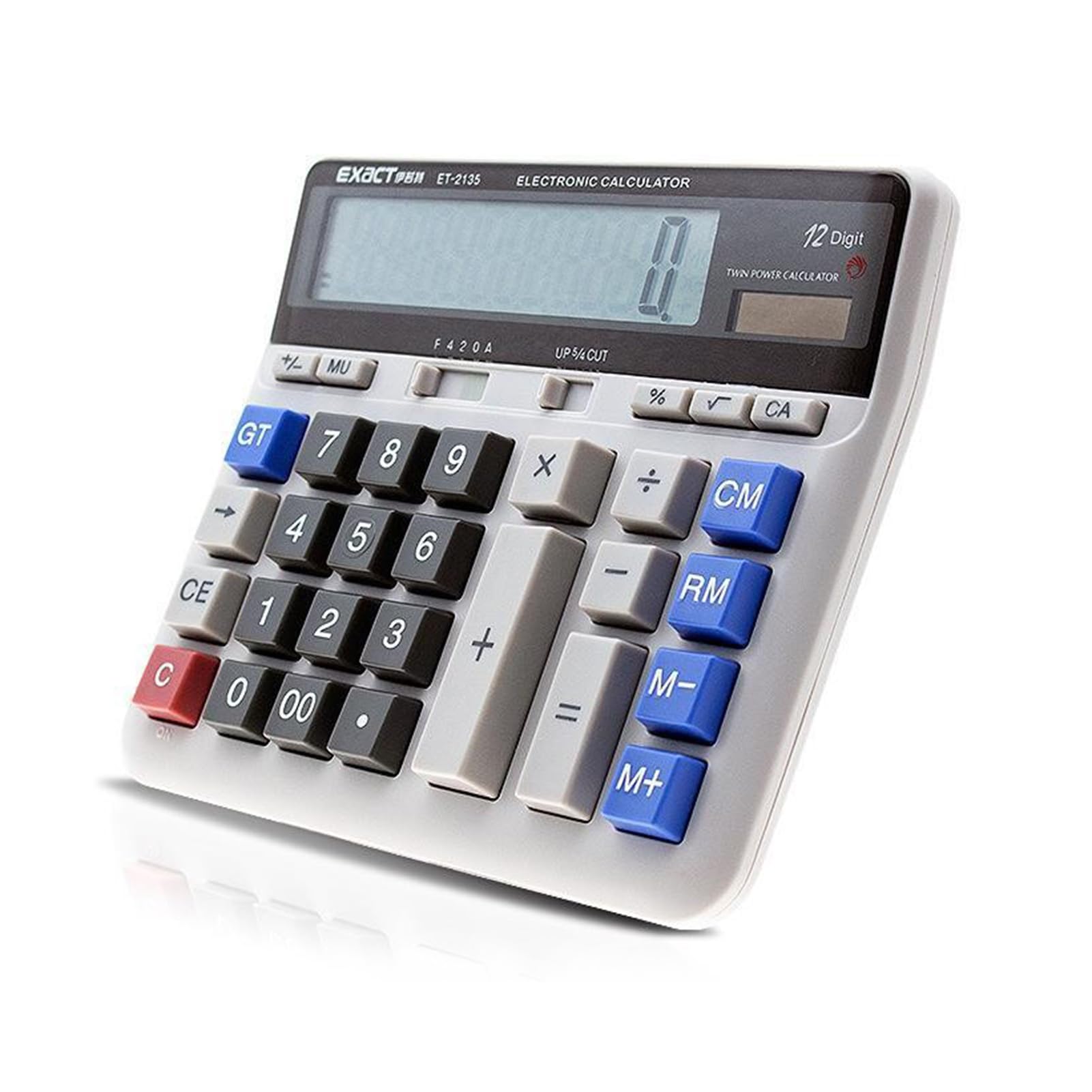 Electronic Calculator, Large Computer Electronic Calculator Counter Solar & Battery Power 12 Digit Display Multi-Functional Big Button for Business Office School Calculating