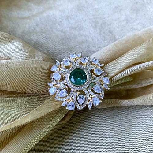 Image of I Jewels Rose Gold Plated Valentines Special Stylish Fashionable Design Floral CZ American Diamond Adjustable Finger Rings For Women & Girls (FL241)