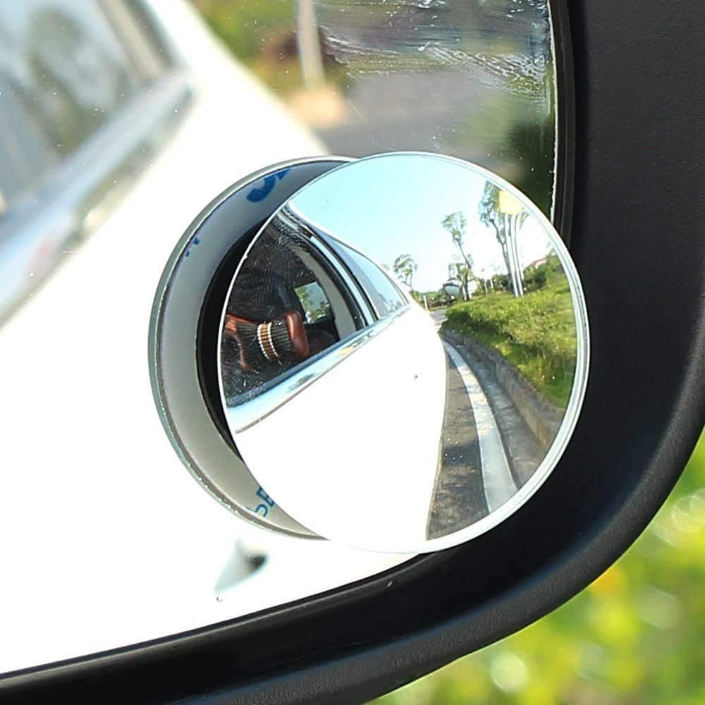 HD Glass Frameless Round Convex Rear View Blind Spot Parking Mirror | Wide Angle HD Glass Rear View Blind Spot Mirror For Cars (Pack of 2)