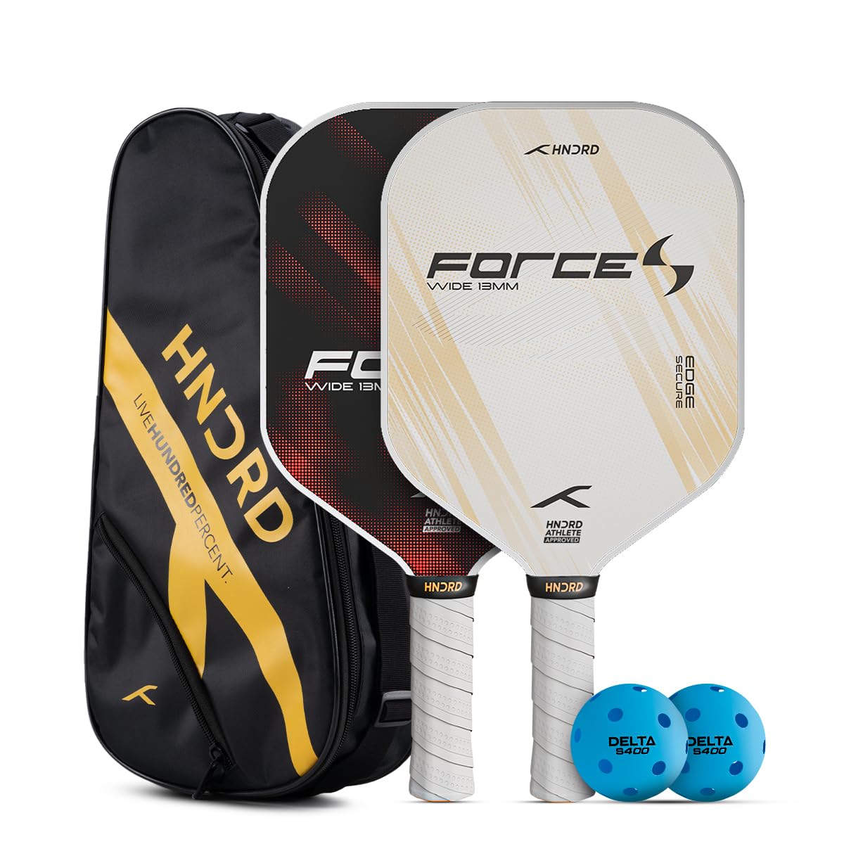 Hundred Force S Pickleball Combo | 2 Power Paddles with 2 Pickleballs & Premium Paddle Bag | Wide Body Design for Maximum Control, Explosive Power & Precision Impact |-image-47