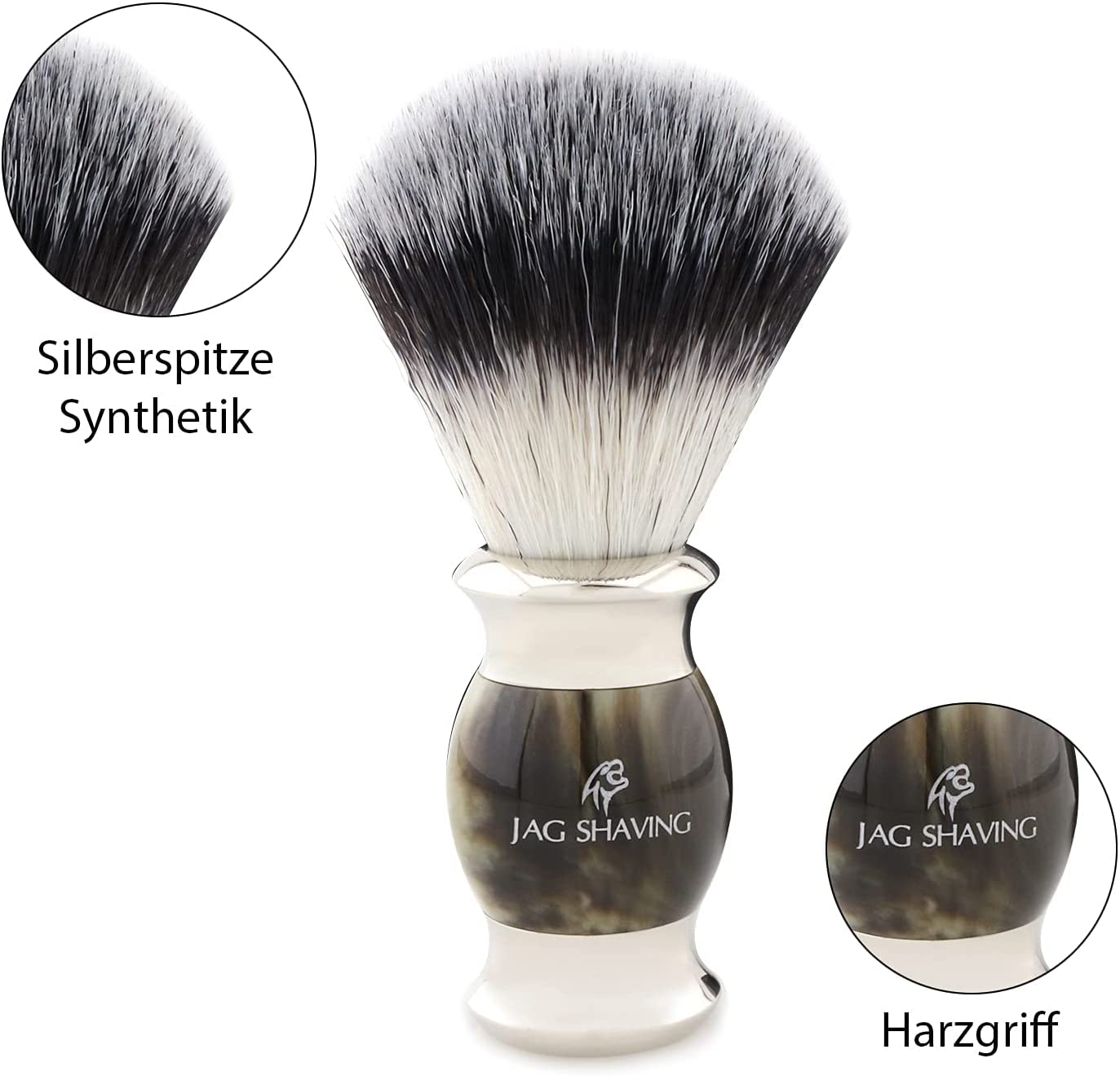 Jag Shaving zestaw do golenia - 4-częściowy zestaw do golenia - JAG's LEE Range - syntetyczny pędzel do golenia z włosia srebrnego - podwójne ostrza do golenia - stojak do golenia - kolor zielony