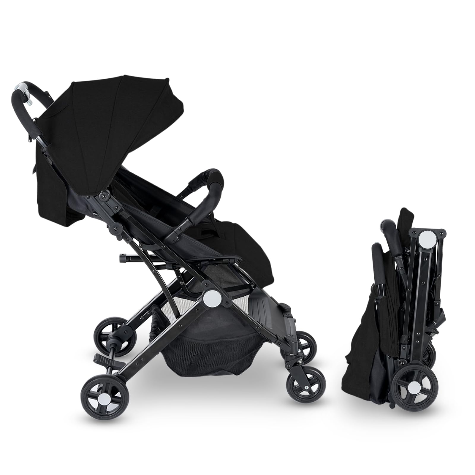 Passeggino leggero del bambino,Passeggino del bambino compatto di viaggio,Passeggino | Imbracatura a 5 punti, cestino portaoggetti, barra paraurti