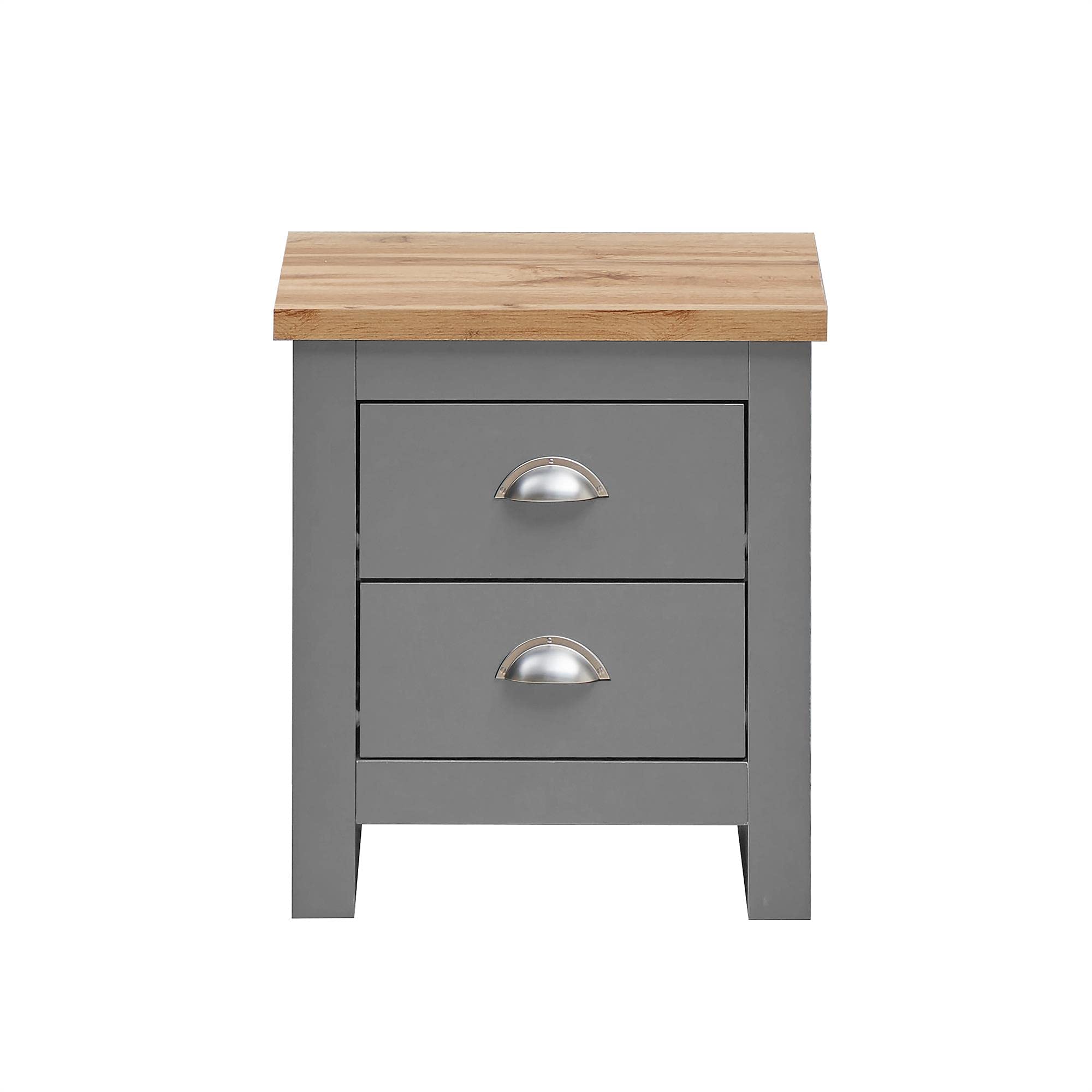 Timber Art Design Uk Lisbon Bedside Table Cabinet Nightstand 1 Drawer Bedroom Light Grey