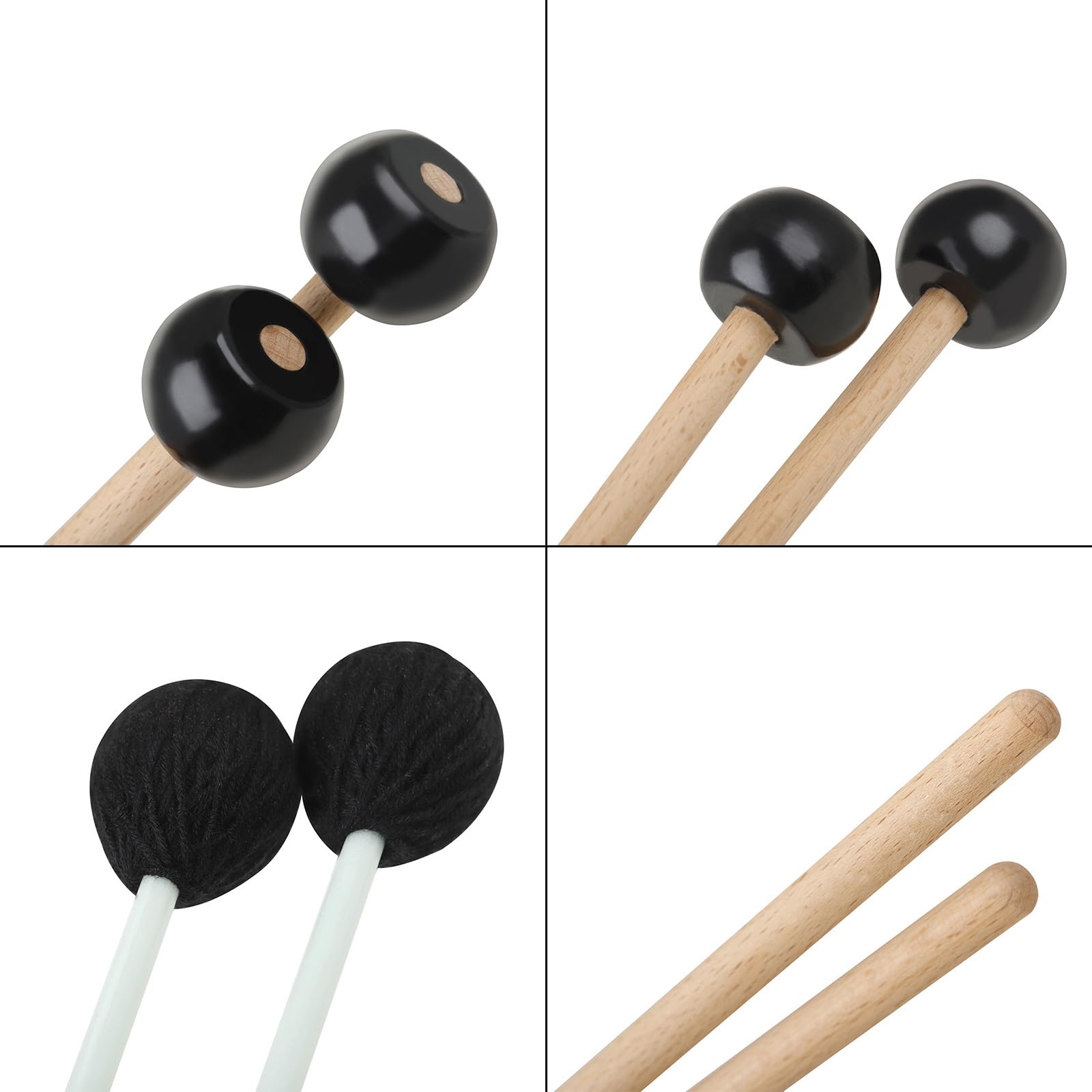 2 Baquetas Para Marimba O Xilófono – Madera De Arce, Cabeza De Lana, Acabado Pulido, Ideales Para Percusión