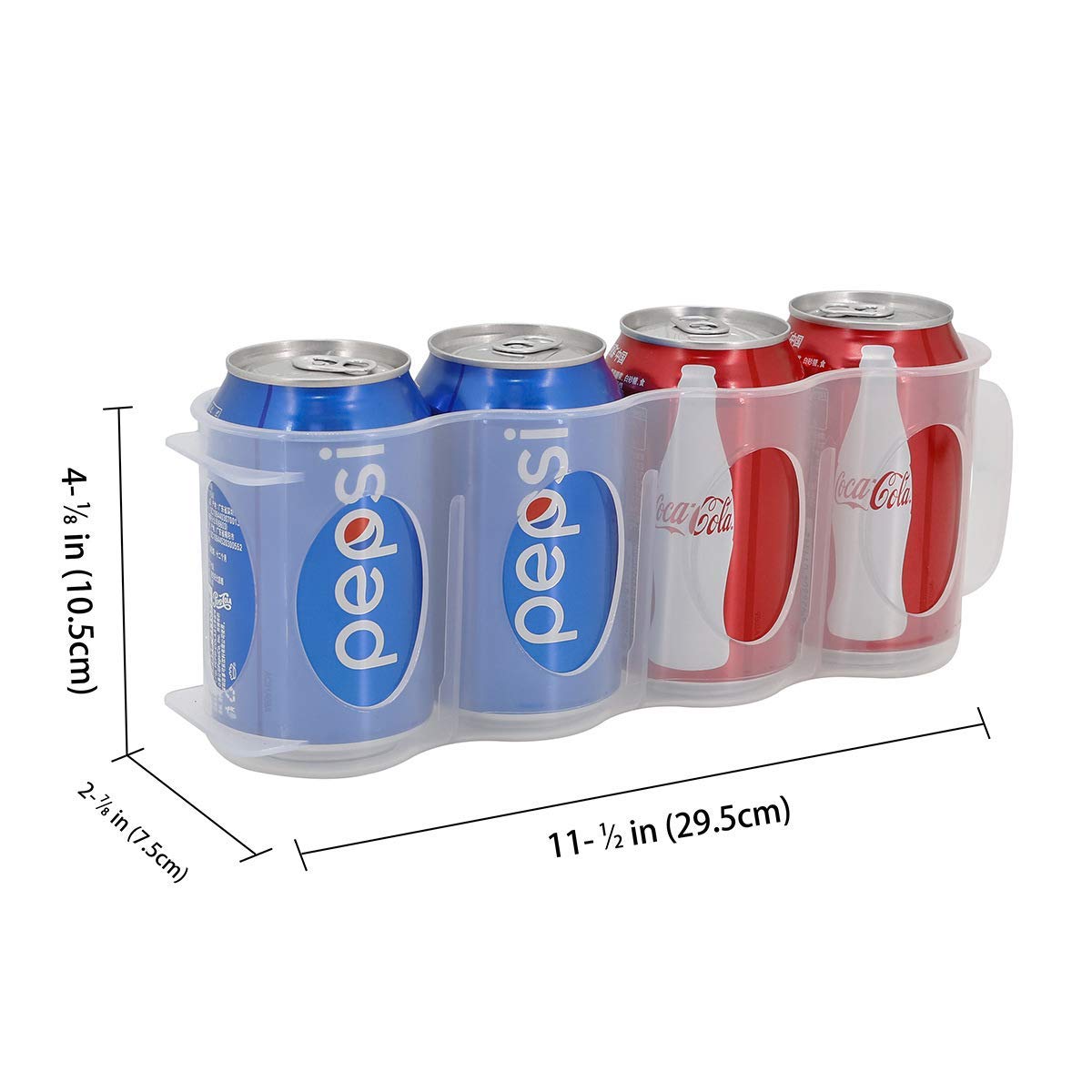 ChasBete Portable Soda Can Organizer for Refrigerator Shelf Beer Can Holder, Fridge Storage Sliding Rack, Clear Plastic 2 Pack - Image 2