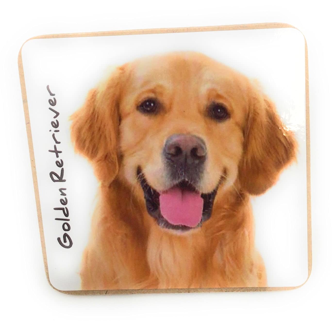 Golden Retriever Dog Pet Coaster For Drinks, Coffee, Tea. 9.5 x 9.5 cm. Birthday Present, Christmas Stocking Filler, Dog Dad/Mum Gift, Dog Lovers.