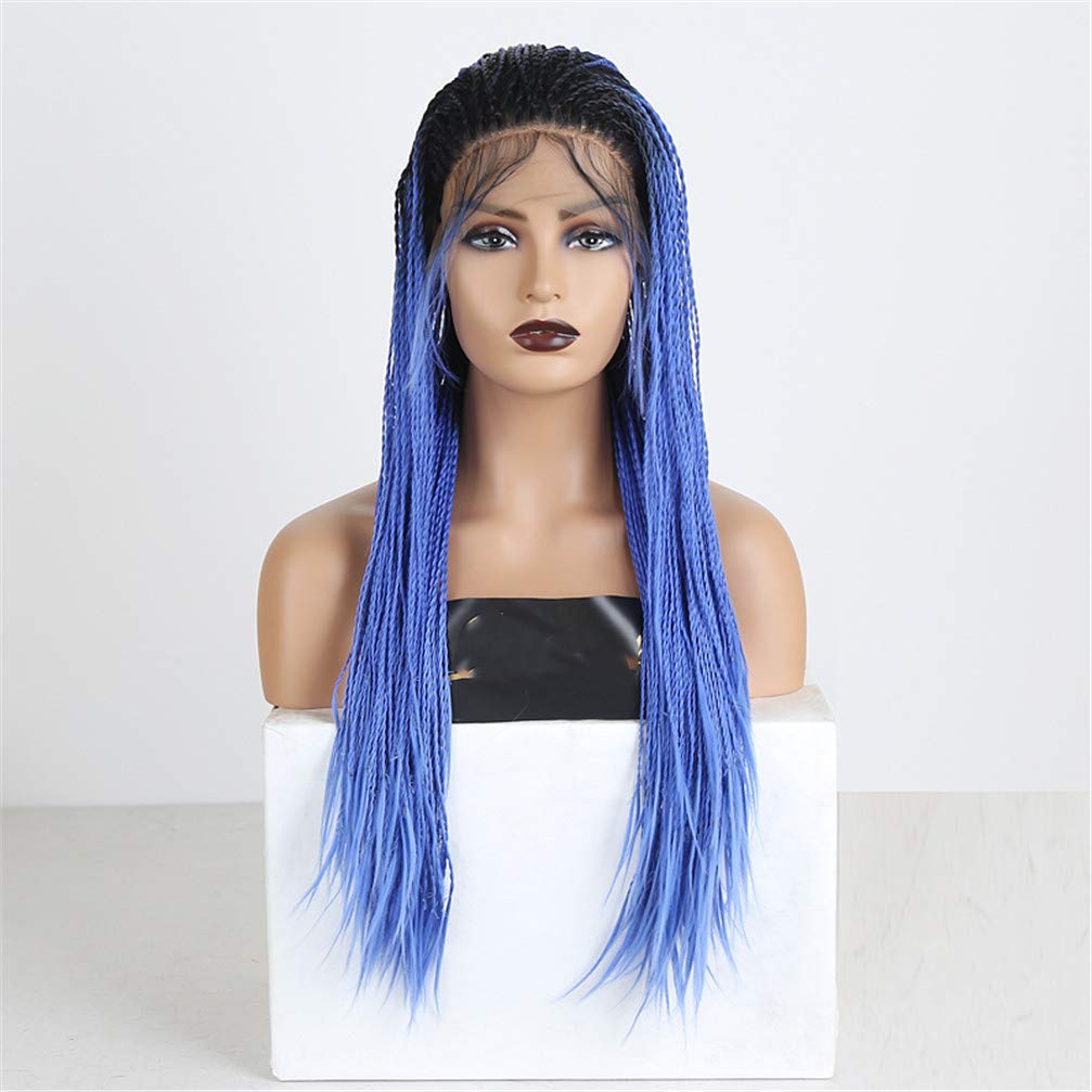 Perruque longue ombre blonde synthétique avec double tresse