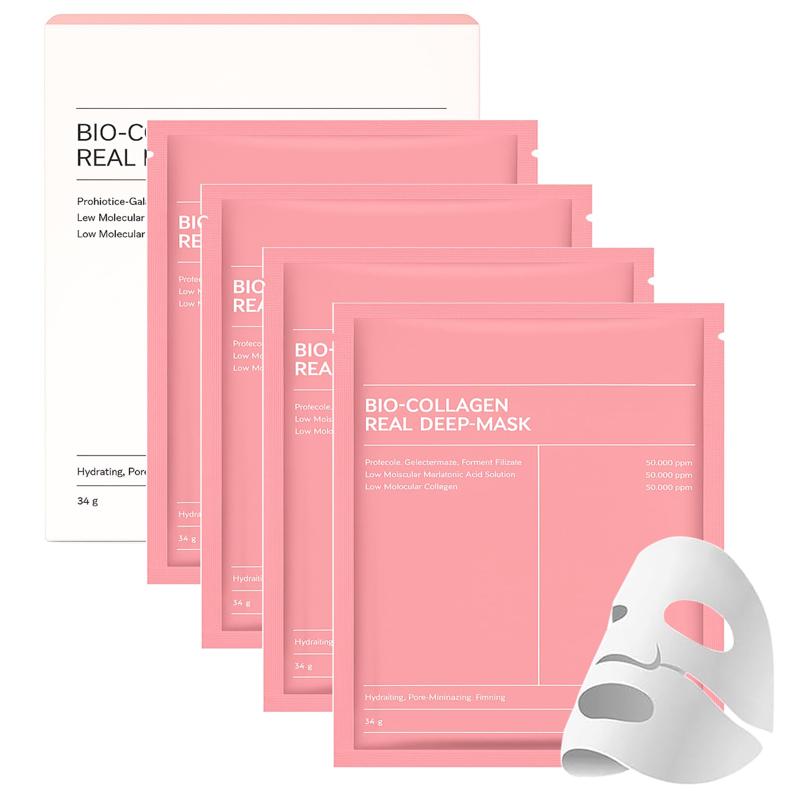 Collagen Face Mask, 4Pcs Bio Collagen Sleeping Mask