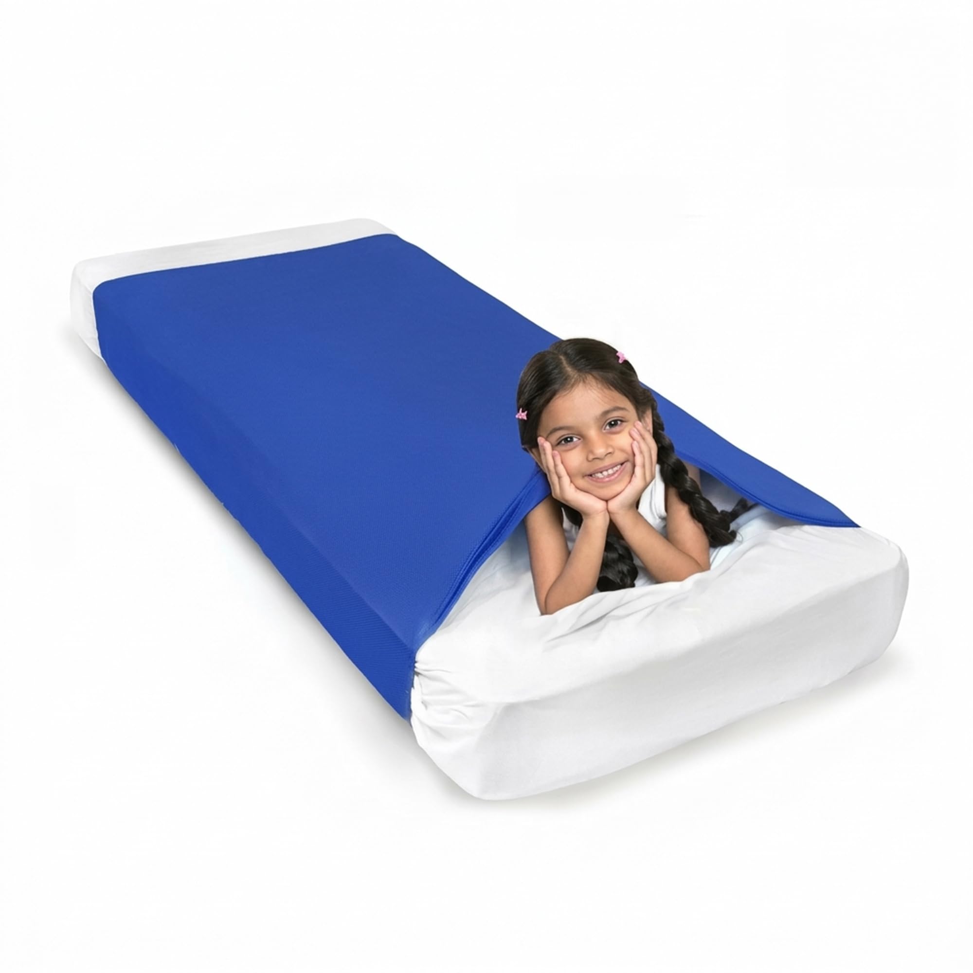 Abley's Sensory Bed Sheet for Kids Compression Alternative to Weighted Blankets, Breathable, Stretchy, Cool, Comfortable Sleeping Bedding, Nylon-Spandex, Blue (96 cm x 150cm)-image-6