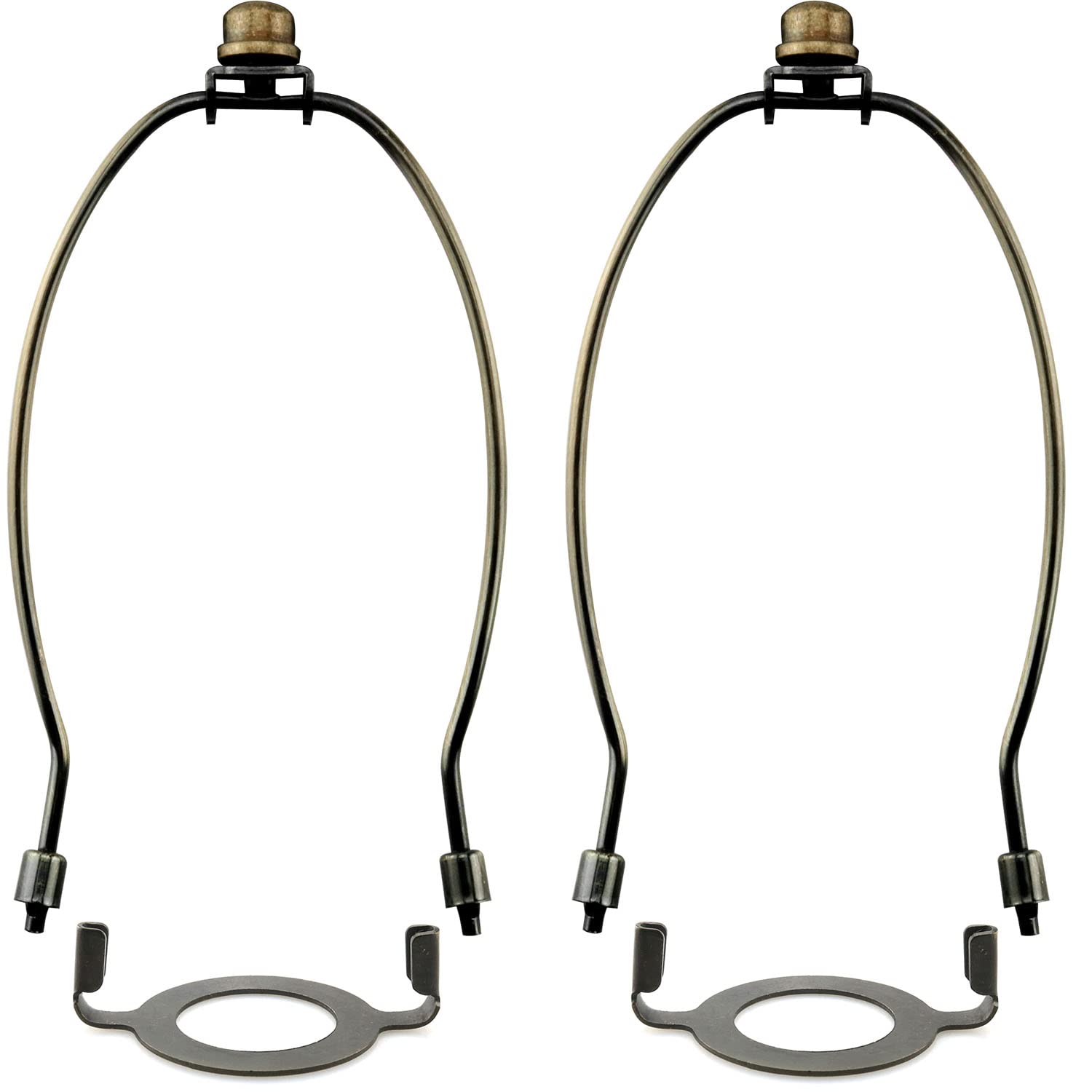 JJHXSM Lamp Shade Bracket 2PCS Antique Brass Lamp Shade Harp Holders with E26 UNO Light Base and Lamp Finial Lamp Shade Parts 10 Inch