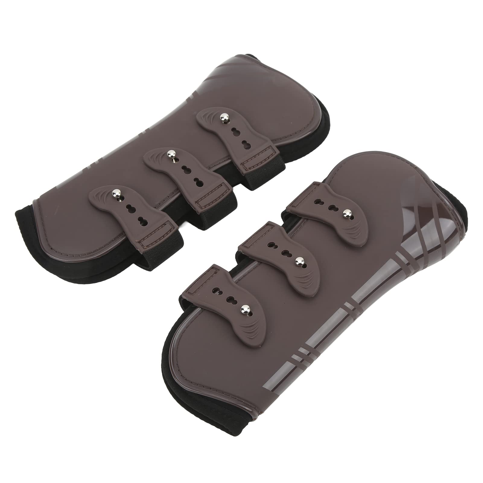 Horse Front Legs Guard PU Neoprene Protective Boots Sturdy Durable Support for Riding Jumping Open Straps Adjustable Buckle Comfort Breathable 2pcs (A Pair of Brown Front Legs XL)
