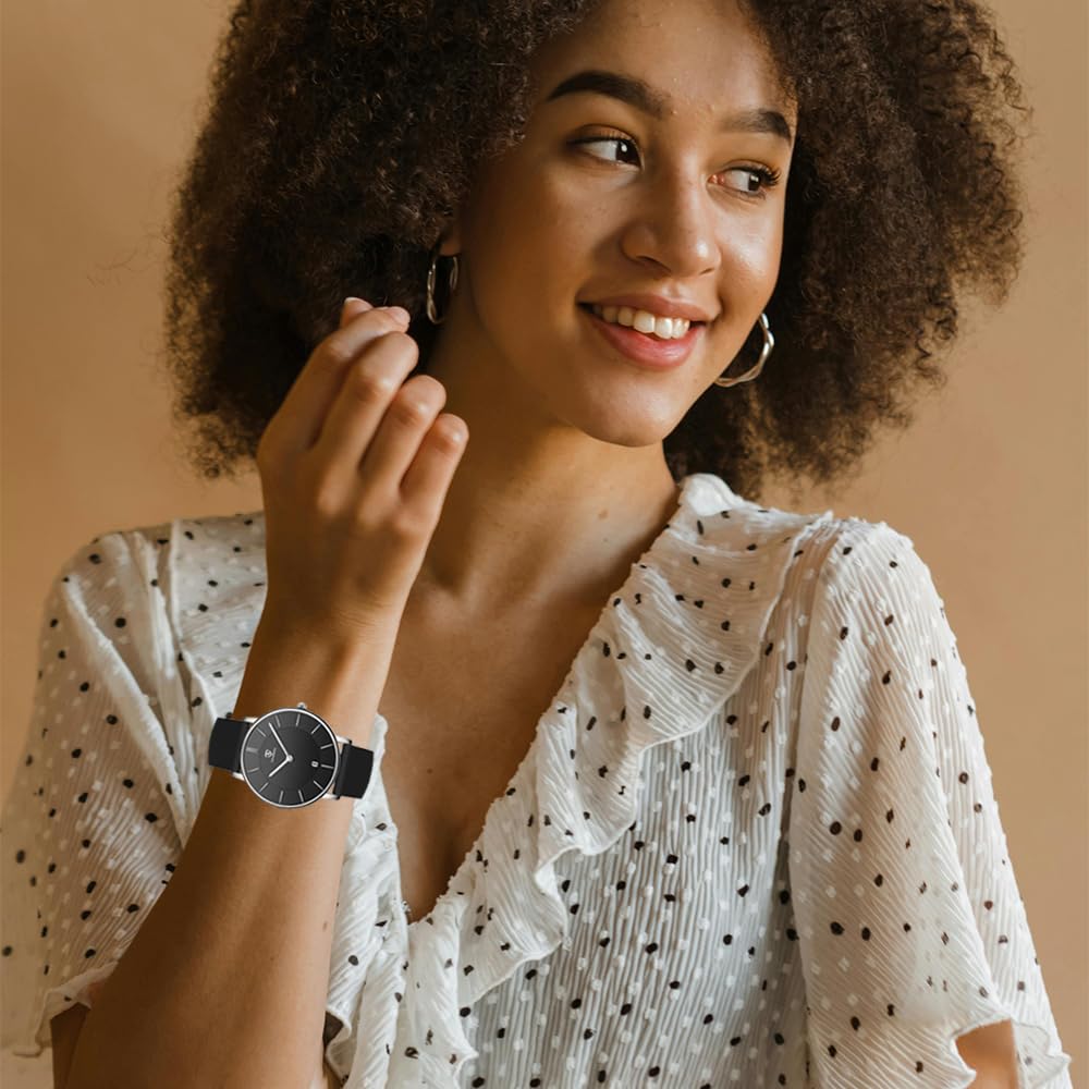 aswan watch Reloj Analógico de Cuarzo para Mujeres y Hombres con Correa de Silicona o Cuero,Reloj Clásico y Elegante para Mujer con Fecha,Caja de 39 mm,2 Agujas,Reloj Ultra Delgado